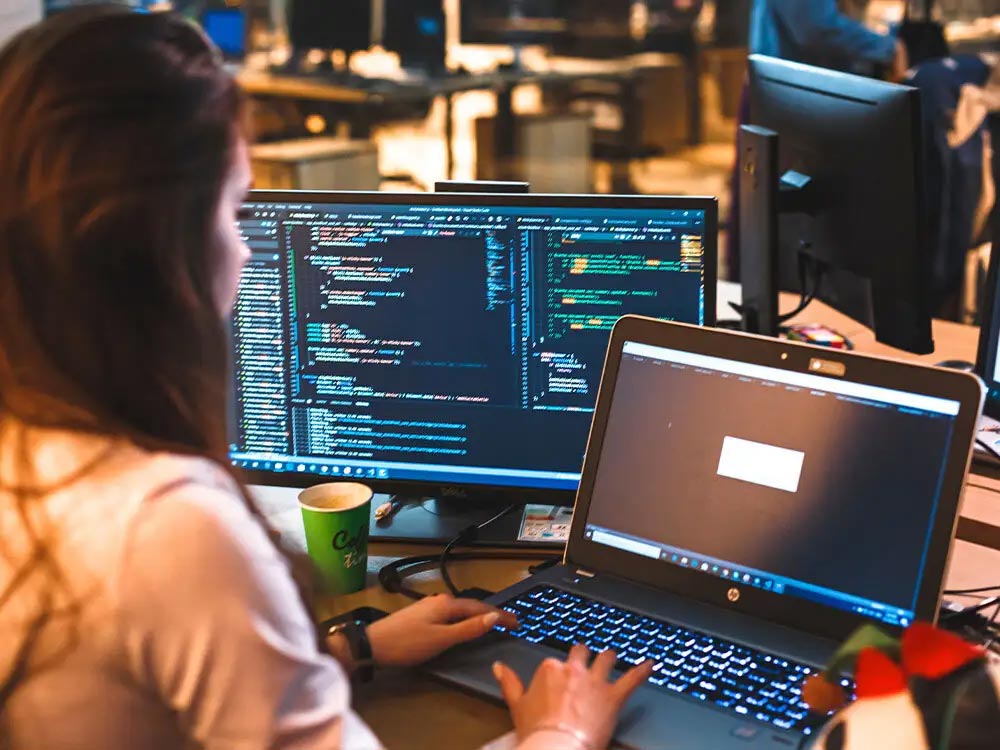 student at a computer