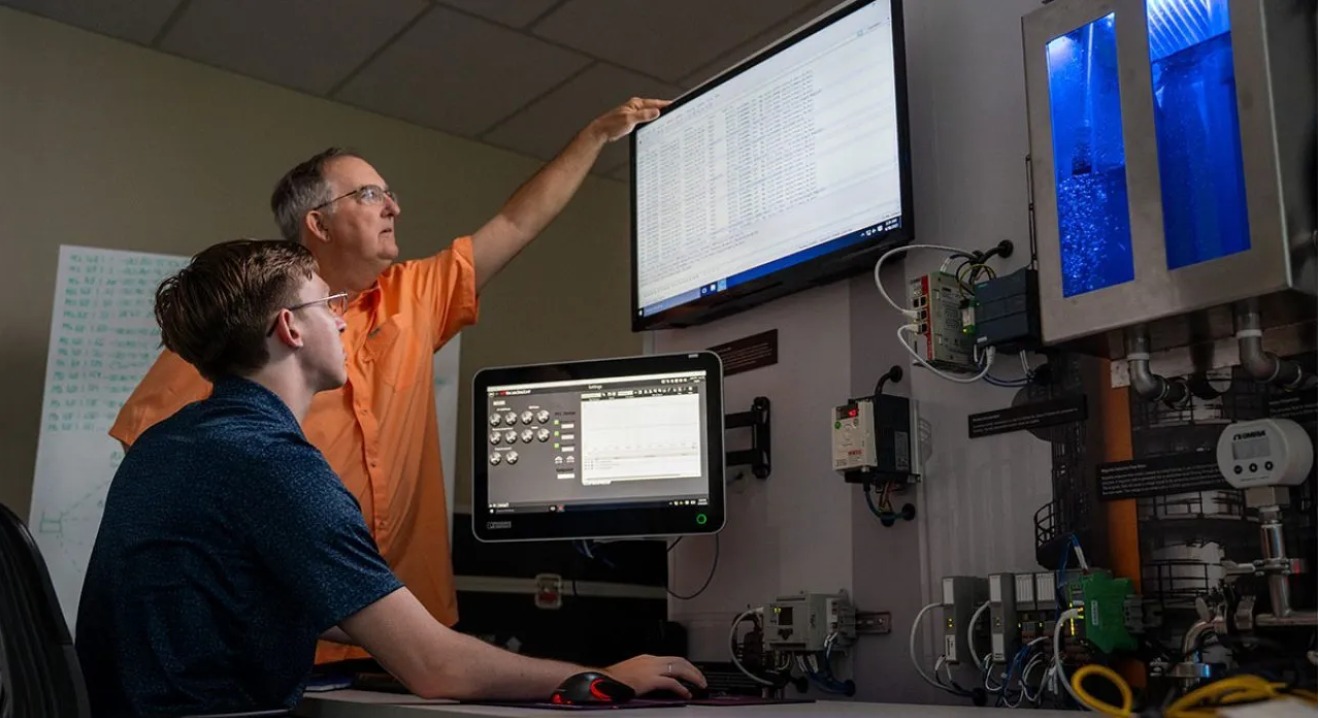 Student using laptop